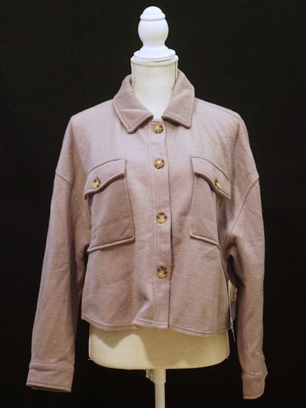 Mountain & Isles Boxy Smoky Lilac Jacket Button Closure Cropped Women’s Large